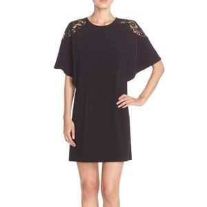 Ali & Jay Black Lace Shoulders Dolman Sleeve Dress